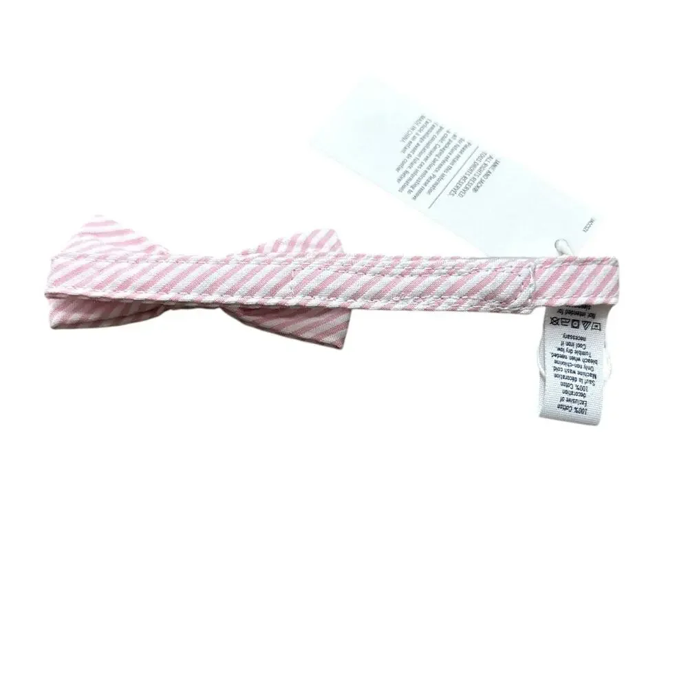 Janie and Jack Seersucker Bowtie scarf pink stripe Size 0-12 months New